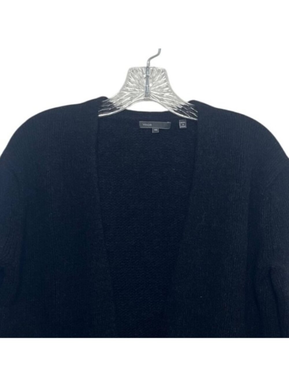 Vince Open Front Cardigan Sweater Wool Blend XS Black Cropped Pockets - Picture 5 of 10